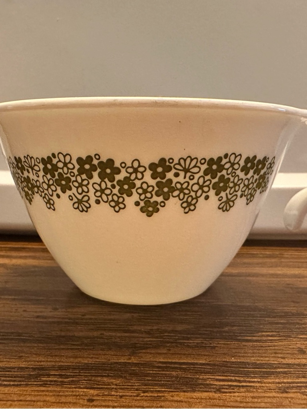 Corelle White Mug with Olive Green Floral Border